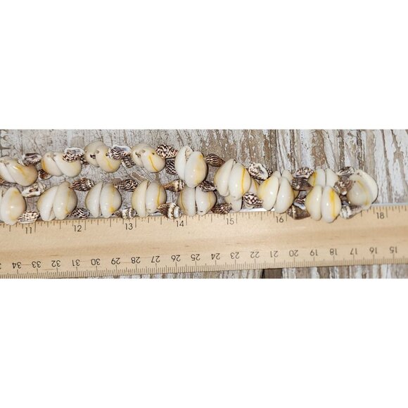 Vintage Butterscotch Cowrie & Nassa Shell Ladder Necklace Chunky 36 Inches Jewel - Picture 5 of 5